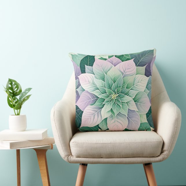 Kerst Poinsettia  Festief  Kussen (Stoel)