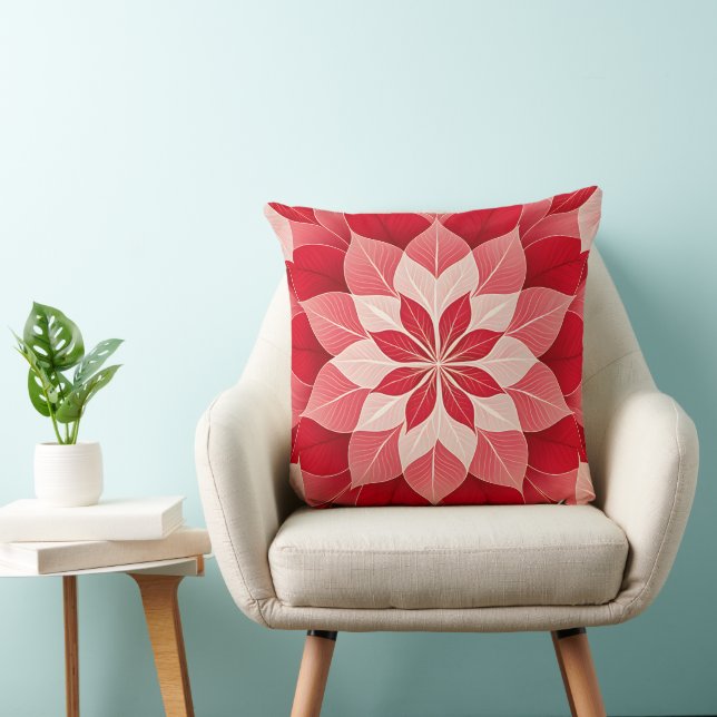 Kerst Poinsettia  Festief  Kussen (Stoel)