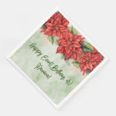 Kerst Poinsettia Floral Party Servetten (Hoek)