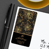 Kerst Poinsettia Floral Vakantieadres Etiket