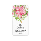 Kerst Poinsettia Floral Vakantieadres Etiket (Voorkant)