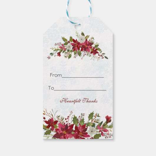 Kerst Poinsettia Frame Eet, Drink en wees vrolijk Cadeaulabel (Achterkant)