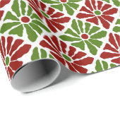 Kerst Poinsettia Funky Bloemen Rood en Groen Cadeaupapier (Rol Hoek)