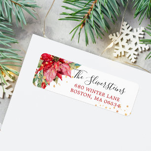 Kerst Poinsettia Gold Splash Retouradres Etiket