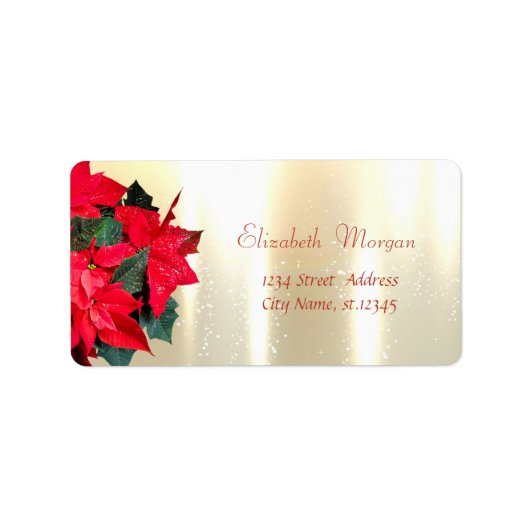 Kerst Poinsettia,Goud Etiket (Voorkant)