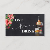 Kerst Poinsettia Gratis Drink Feestkaart Ticket (Voorkant)