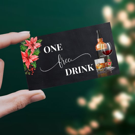 Kerst Poinsettia Gratis Drink Feestkaart Ticket