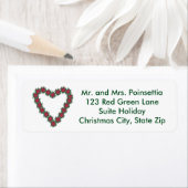 Kerst Poinsettia Hart Vakantie Adresetiketten Etiket (Insitu)
