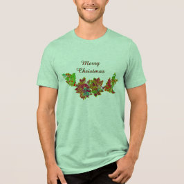 Kerst Poinsettia & Hulst Prettig Kerstfeest Tri-Blend Shirt