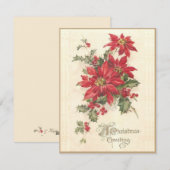 Kerst Poinsettia Hulst Vintage Rood Holiday Feestdagenkaart (Voorkant / Achterkant)