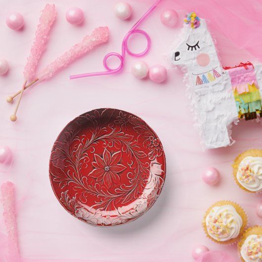 Kerst-Poinsettia in rode keramische uitstraling Papieren Kommen (Feest)