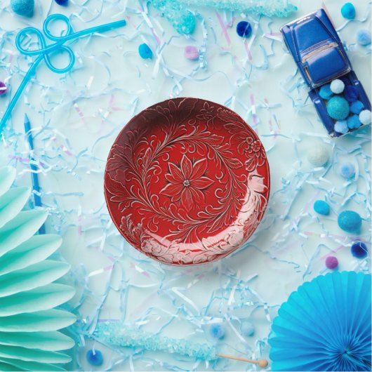 Kerst-Poinsettia in rode keramische uitstraling Papieren Kommen (Feest)