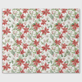 Kerst Poinsettia in rood en wit Cadeaupapier (Vlak)