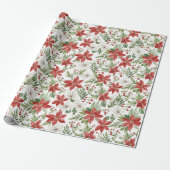 Kerst Poinsettia in rood en wit Cadeaupapier (Uitgerold)