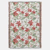 Kerst Poinsettia in rood en wit Deken (Voorkant Verticaal)