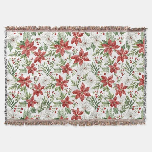 Kerst Poinsettia in rood en wit Deken (Voorkant)