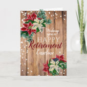 Kerst Poinsettia Kaart voor Rustieke Pensionering (Voorkant)