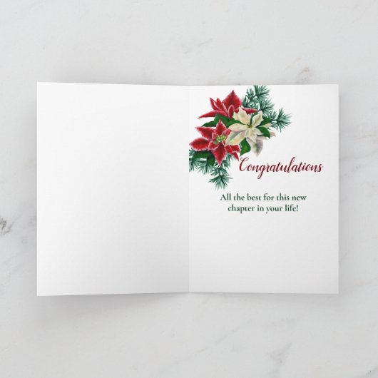 Kerst Poinsettia Kaart voor Rustieke Pensionering (Binnen)