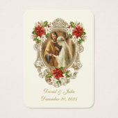 Kerst Poinsettia Katholieke Bruiloft Gebed Kaart (Voorkant)