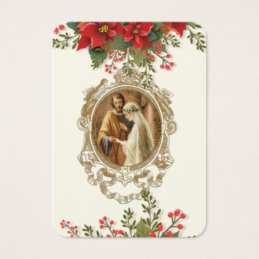 Kerst Poinsettia Katholieke Bruiloft Gebed Kaart (Voorkant)