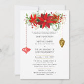 Kerst Poinsettia Katholieke Huwelijksplechtigheid  Kaart (Voorkant)