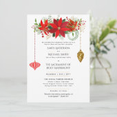 Kerst Poinsettia Katholieke Huwelijksplechtigheid  Kaart (Staand voorkant)