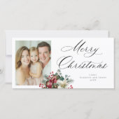 Kerst Poinsettia Kerstboeket Feestdagenkaart (Voorkant)