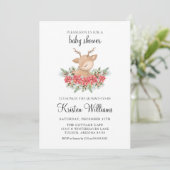 Kerst Poinsettia Kleine Herten Baby shower Kaart (Staand voorkant)