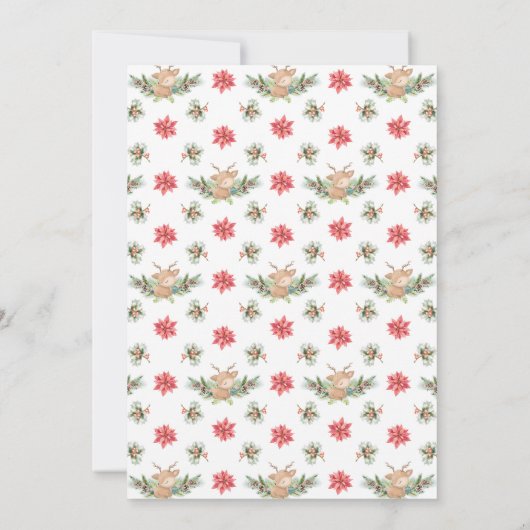 Kerst Poinsettia Kleine Herten Baby shower Kaart (Achterkant)