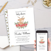 Kerst Poinsettia Kleine Herten Baby shower Kaart