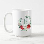 Kerst Poinsettia krans met monogram Koffiemok (Links)