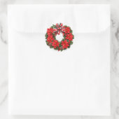 Kerst Poinsettia krans Wenskaart Ronde Sticker (Tas)