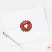 Kerst Poinsettia krans Wenskaart Ronde Sticker (Envelop)