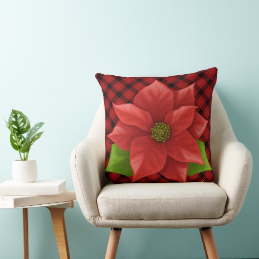 Kerst Poinsettia Kussen (Stoel)