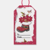 Kerst Poinsettia Laars Cadeaulabel (Voorkant)