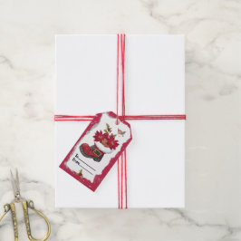 Kerst Poinsettia Laars Cadeaulabel