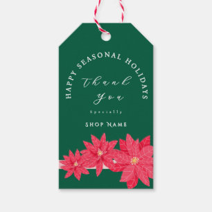 Kerst Poinsettia Logo QRcode Groen Cadeaulabel