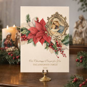 Kerst Poinsettia Moeder Maria Jezus Religieus Feestdagenkaart