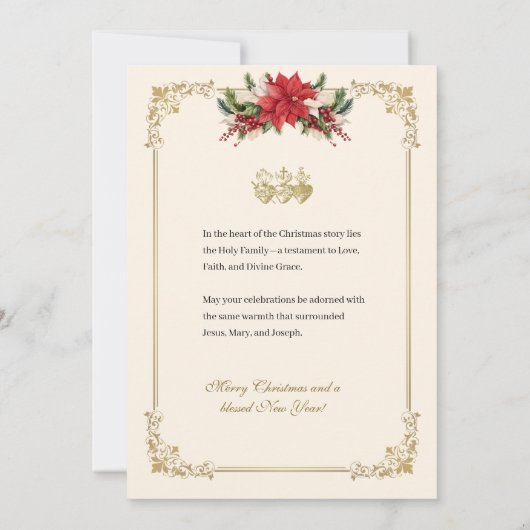 Kerst Poinsettia Moeder Maria Jezus Religieus Feestdagenkaart (Achterkant)