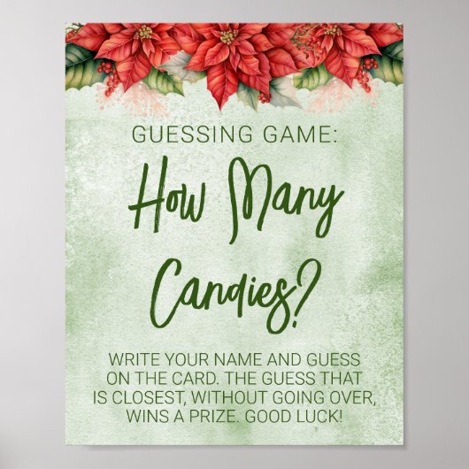 Kerst Poinsettia Neutraal Baby shower Spel Poster (Voorkant)