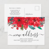 Kerst Poinsettia Nieuw Adres Vakantie Verhuizen Aankondigingskaart (Voorkant / Achterkant)