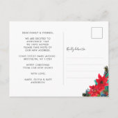 Kerst Poinsettia Nieuw Adres Vakantie Verhuizen Aankondigingskaart (Achterkant)