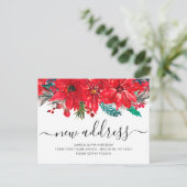 Kerst Poinsettia Nieuw Adres Vakantie Verhuizen Aankondigingskaart (Staand voorkant)