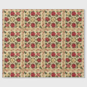 Kerst poinsettia patroon met rood en goud cadeaupapier (Vlak)