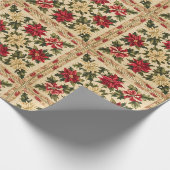 Kerst poinsettia patroon met rood en goud cadeaupapier (Hoek)