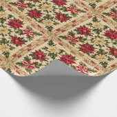 Kerst poinsettia patroon met rood en goud cadeaupapier (Hoek)