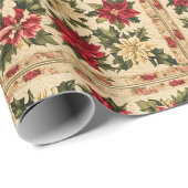 Kerst poinsettia patroon met rood en goud cadeaupapier (Rol Hoek)