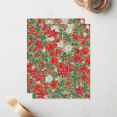 Kerst Poinsettia Patroon Notitiekaartje (Voorkant / Achterkant in situ)