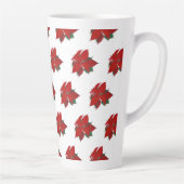 Kerst Poinsettia Patroon Rood op Wit Groot Latte Mok (Rechts)