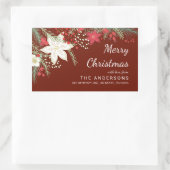 Kerst Poinsettia & Pine Foliage retouradres Rechthoekige Sticker (Tas)